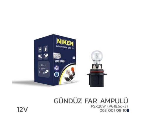 NIKEN 12V PSX26W GÜNDÜZ FAR AMPULÜ PG18.5d-3 10LU
