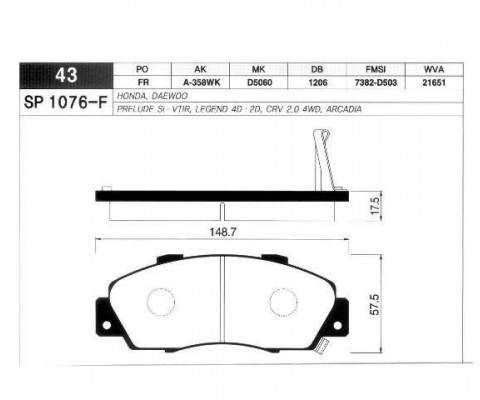 ÖN FREN BALATA HONDA ACCORD EURO 2.0L F20Z1 F20B5 CE8 CH3 A/T 96-02 / CR-V 2.0L B20B3 B20Z1 RD1 96-01 / HR-V 1.6L D16W1 GH 99-07