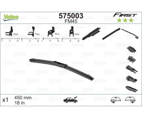 SİLECEK SÜPÜRGESİ 45cm X1 MUZ TİPİ FİRST 4 APARATLI/Multiconnection ÜNİVERSAL VFB45