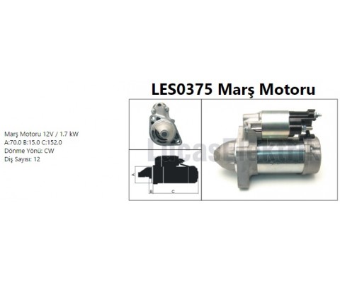 MARS MOTORU 12V 1.7kW 12 DIS MERCEDES W204 X204 C218 W212 C207 W639 B906