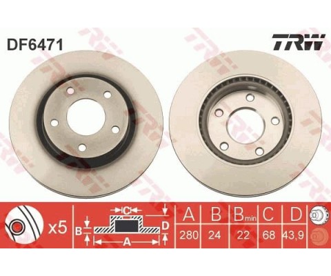 ÖN FREN AYNASI NISSAN JUKE 10 19 PULSAR 14 280x24x43.9 5 DELİK