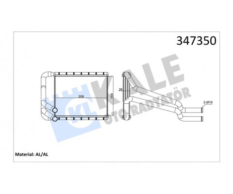 KALORİFER RADYATÖRÜ HYUNDAI i30 1.6L G4FD GDİ 11-16 / 1.6L D4FB CRDi dizel 11- / KIA CEED 1.6L G4FJ T-GDI 13- / 1.6L D4FB CRDi dizel 11- / CERATO 1.6L G4FG 12-17 - ALEMİNYUM