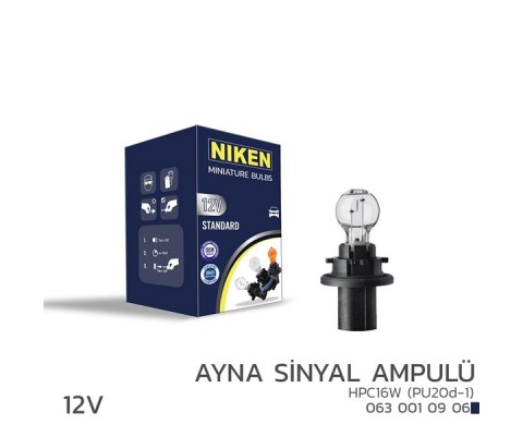 NIKEN 12V HPC16W AYNA SİNYAL AMPULÜ PU20d-1 10LU