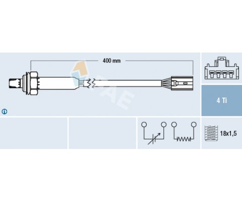 OKSIJEN SENSOR OTA4N E5F1 VOLVO S40 1.6 1.8 2.0 99 04 V40 1.6 1.8 2.0 99 04 343MM