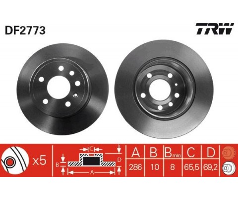 ARKA FREN AYNASI VECTRA B 96-02 SAAB 900 93-03 286 x 10 x 5DL DOLU 5084751-5391578-90495269