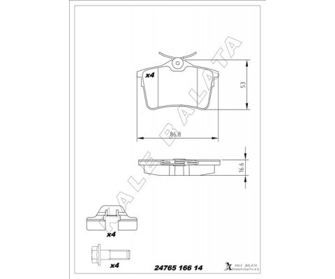 ARKA FREN BALATASI P307 00 09 P308 07 14 PARTNER 08 PARTNER TEPEE 08 BERLINGO 08 C4 04 16 XSARA PICASSO 99 11 DS4 15 18