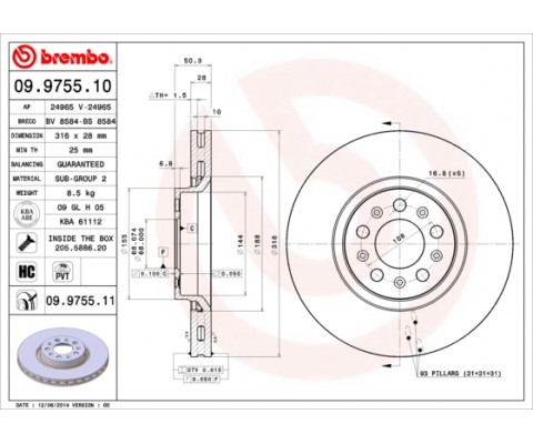 ON FREN DISK AYNA VOLVO S60 I 2.0 T -2.4 00 10 V70 II 2.4 05 08 XC90 I D3 / D5 09 14