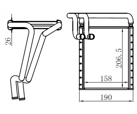 KALORİFER BRAZİNG HEATER 158X216.5X26 ELANTRA 1.6CRDİ/1.6İ - İ30 / CEED 2010 77652