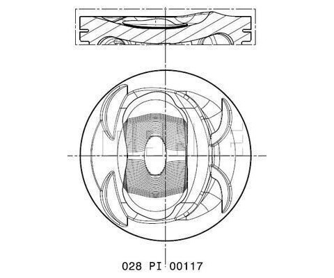 028PI00117002 PISTON SEGMAN 76.51MM 050 GOLF 5-6-JETTA 3-4-PASSAT-1.4TSI-FSI BLG BMY CAVA CTHA 05