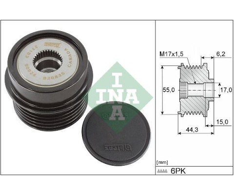 ALTERNATÖR KASNAĞI RULMANLI TOYOTA AURIS COROLLA 1.6L 1ZR-FE 1ZR-FAE ZRE151 ZRE181 ZRE185 07-18 / AVENSIS 1.6L 1ZR-FAE ZRT270 09- / VERSO 1.6L 1ZR-FAE ZGR20 09 - 6 KANAL