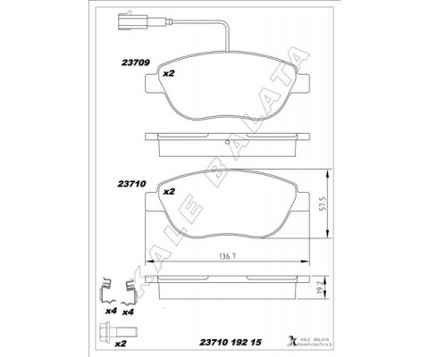 ÖN FREN BALATASI OPEL COMBO D 12 PUNTO EVO 1.3-1.4-1.6D MTJ 09 500-500C 1.3DMJ 10 GRANDE PUNTO 1.6DMTJ 09