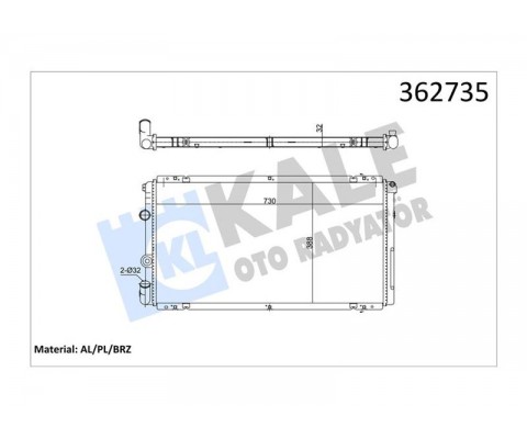 351020 MOTOR SU RADYATÖRÜ RENAULT MASTER II 01 OPEL MOVANO 01 1.9dCi 2.5dCi 2.8 DTI MT AC-NAC BRAZING 730x388x32
