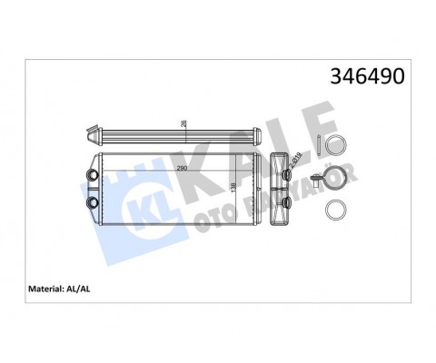 KALORİFER RADYATÖRÜ PARTNER 08 BERLINGO 08 1.6 HDI-VTI P407 04 C4 06 C5 08 1.6 HDI-THP 290X129X26 AL