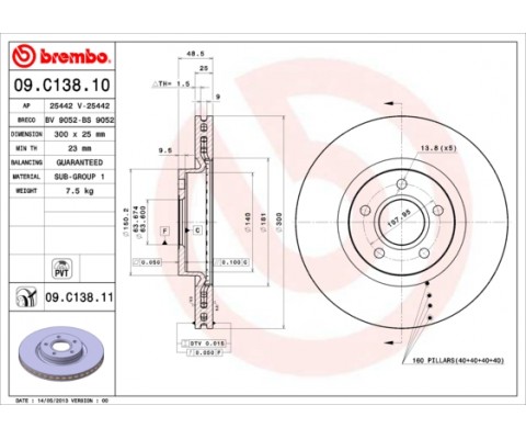 ON FREN DISK AYNASI FOCUS II-III 04 17 C MAX 03 07 KUGA I-II 08 CONNECT 14 VOLVO C30 C70 II S40 II V50 04 12 OLCU 300 25