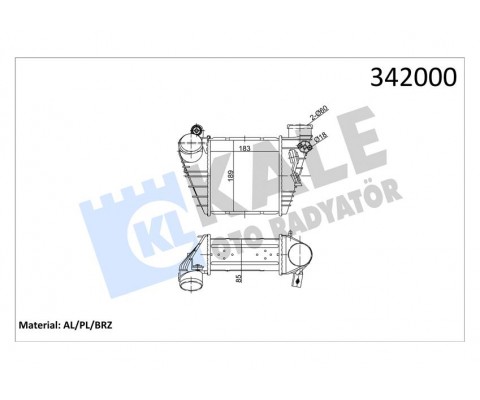 TURBO RADYATÖRÜ INTERCOOLER GOLF IV-BORA-A3-OCTAVIA-TOLEDO-LEON 1.9TDI 183X189.5X85 AL/PL/B