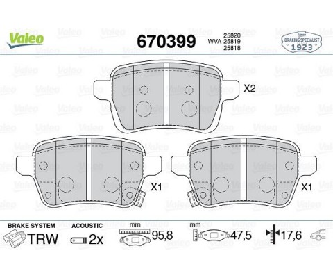 ARKA FREN BALATASI OPEL CORSA E 14 19 ADAM 14 19 15 JANT RPO J67 FIAT EGEA 16 500L 13 264mm