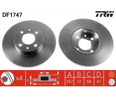 ON FREN DISKI TEMPRA-TIPO-MAREA-BRAVA-BRAVO 96 ALFA ROMEO 145-146 LANCIA DELTA-YPSILON 257x12x4DL