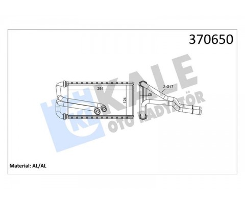 KALORİFER RADYATÖRÜ FORD FOCUS IV 20 BORULU BRAZING AL/AL 124X264X26