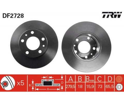 ÖN FREN AYNASI BOXER 94-4.02 JUMPER 94-4.02 DUCATO 94/4.02 280x18x5DL 1.4Q