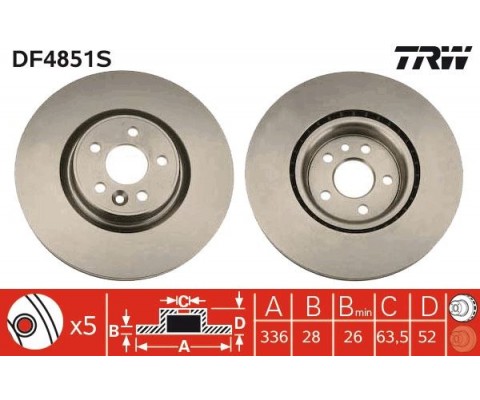 ON FREN DISK AYNASI HAVALI VOLVO S60 II 10 15 S80 II 06 V60 I 11 15 V70 III 07 15 XC70 II 09 15 336cm CAP