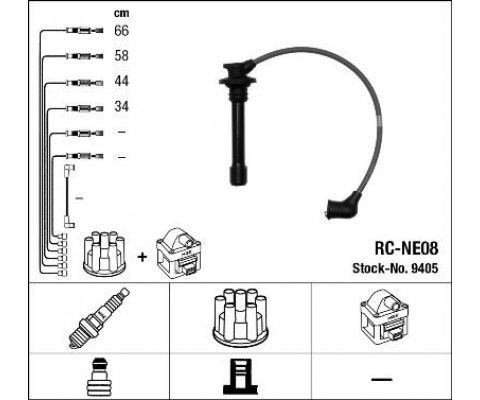BUJİ KABLOSU NISSAN PRIMERA BUJİ KABLOSU 9405 1.6L GA16 P11 96-01 RC-NE08