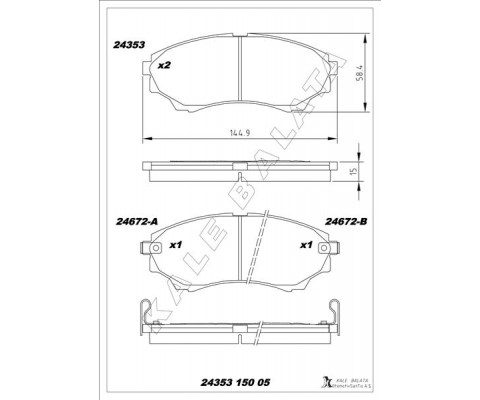 ON FREN BALATASI MAZDA 4 4 B 2500 RANGER 02 06 2.5TD / 3.0TD 06 12
