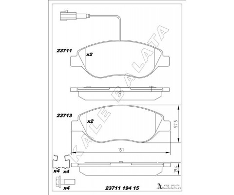ÖN FREN BALATASI FİŞLİ FIAT BRAVO II 08 14 EGEA HB 15 ALFA ROMEO MITO 08 15 LANCIA DELTA III 08 1