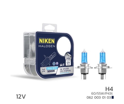 NIKEN 12V H4 60/55W BEYAZ IŞIK AMPUL P43t 5000K