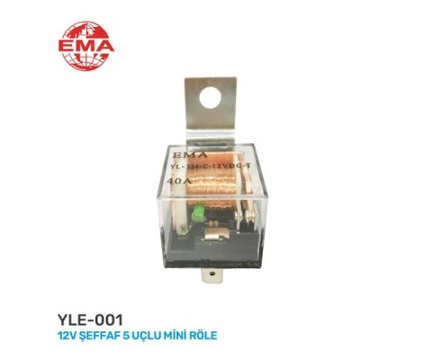 MİNİ ROLE 12V 5 UÇLU 40Ah LED Lİ ŞEFFAF SU GEÇİRMEZ ÇİFT PLATİN