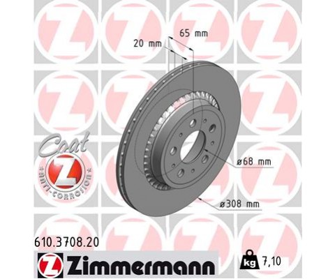 ARKA FREN AYNASI VOLVO XC90 2.5T-3.2AWD-D3-D5-T6 2002 2012 17 JANT 308x20x5DLxHAVALI 986479320-DF4338