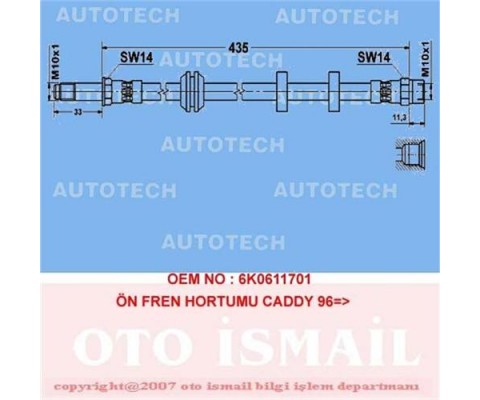 ÖN FREN HORTUMU CADDY 96