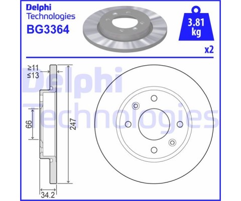 ÖN FREN AYNASI XSARA 1.5D 97-00 1.4İ 97-05 ABS SİZ P206 1.4HDİ 98 P306 1.4-1.6 94-01 247x13x4DL HAVALI