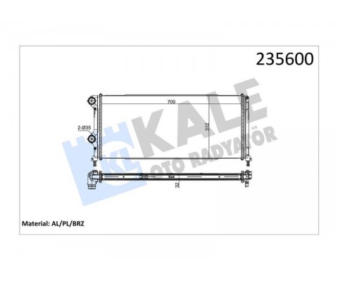 RADYATÖR DOBLO 1.9 JTD-1.3MTJ MEK AC KLİMASIZ 700x305x38 1 SIRA ALB SİSTEM -46807378