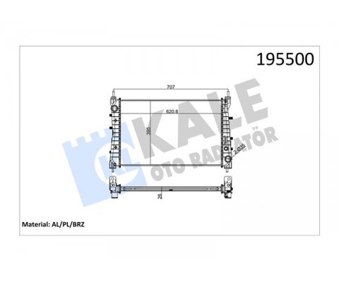 RADYATÖR LINEA 1.3 JTD AC KLİMASIZ MEK 621x395x26 1 SIRA ALB SİSTEM