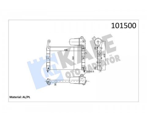 RADYATÖR TMPR-TIPO MEK KLİMASIZ 496x322x23 2 SIRA AL PL SİSTEM