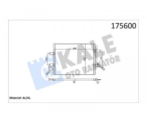 KLİMA KONDENSERİ ALBEA 1.3JTD 450x350x16 1 SIRA ALB SİSTEM