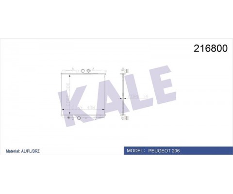 RADYATÖR 206 98 1.0-1.4-1.6 16V MEK KLİMASIZ 415x380x25