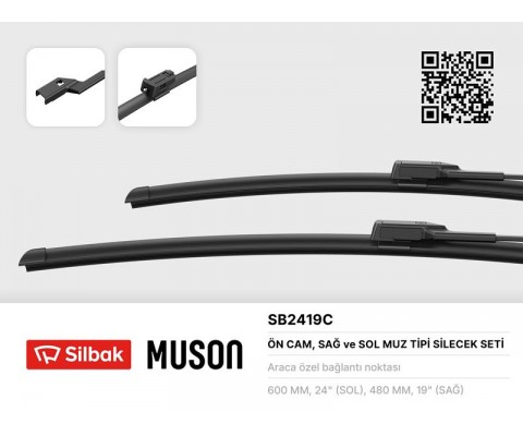 SİLECEK SÜPÜRGESİ 600/480mm MUZ TİPİ GOLF V 10/05 CADDY III 03/07