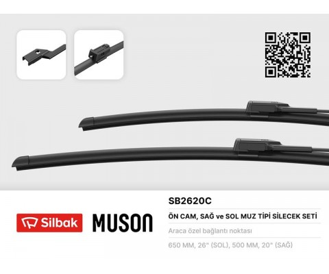 SİLECEK SÜPÜRGESİ 650/500mm MUZ TİPİ FORD FOCUS IV 17 VOLVO C30 06 VOLVO S40/V50 06 VOLVO S80 06 TOGG T10X 06-23