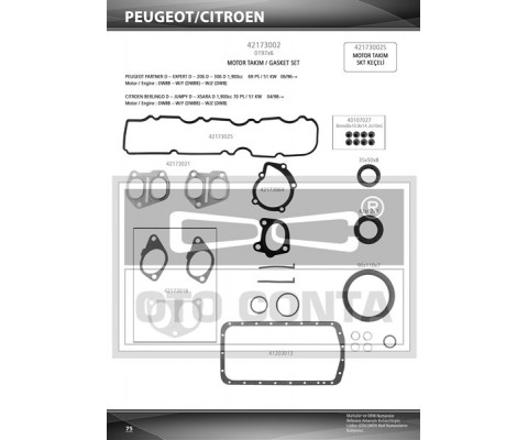 MOTOR TAKIM CONTASI SKC siz P206-P306-PARTNER-BERLINGO 1.9 DW8 VİTON KEÇELİ