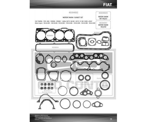 MOTOR TAKIM CONTASI SLX TİPO TMPR 304001 KEÇELİ SUBAP LASTİKLİ