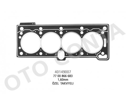 SİLİNDİR KAPAK CONTASI RENAULT MEGANE I-CLIO II-SYMBOL 1.4-1.6 8V-R19 1.4I-DACIA SOLENZA K7M-K7J LPG Lİ ARAÇLARA ÖZEL TAKVİYELİ 1.60mm BEYAZ