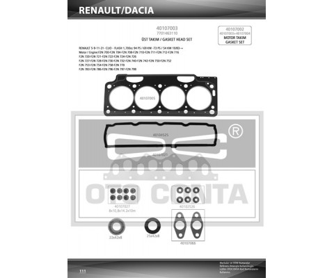 ÜST TAKIM CONTASI R11 FLASH 1700cc KEÇELİ SKC 1.40mm SUBAP LASTİKLİ