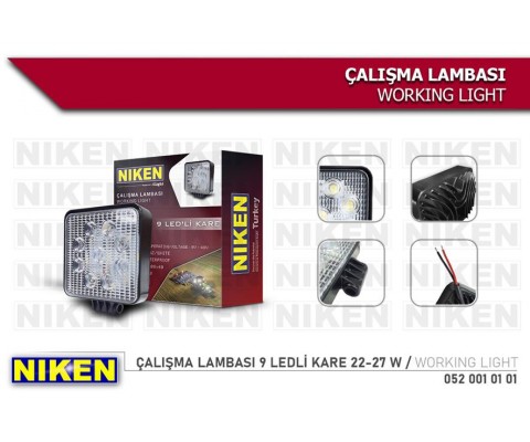 CALISMA LAMBASI 9 LEDLİ KARE 22-27 W