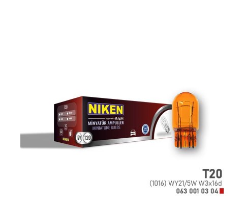 NIKEN T20 DİPSIZ AMPUL 1016 WY21/5W AMB W3x16d 10LU