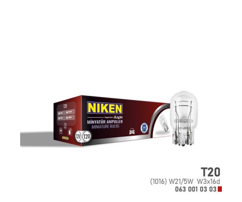 NIKEN T20 DİPSIZ AMPUL 1016 W21/5W W3x16d 10LU