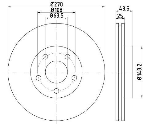 ÖN FREN AYNASI ADET FOCUS 04-12 CMAX 07-10 S40 06-10 C30 10-12 C70 06-13 V50 05-12 278x25x5DLxHVLI