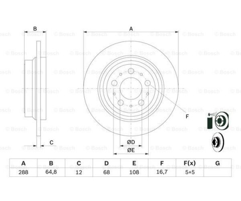 ARKA FREN AYNASI VOLVO S60 01-10 S70 01-05 S80 98-06 XC70 00-07 288x12x5DL DELYKLY 986478495-DF4066