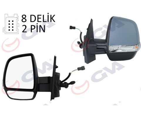 DIŞ DİKİZ AYNASI SOL DOBLO 11 OPEL COMBO 12 18 MEKANİK SİNYALLİ ASTARLI ÇİFT CAM KONVEKS VM-669PL