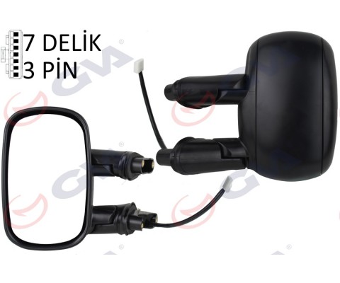 DIŞ DİKİZ AYNASI SOL ELEKTRİKLİ ASTARLI FIAT DOBLO 00 10 KONVEKS 3 FİŞ